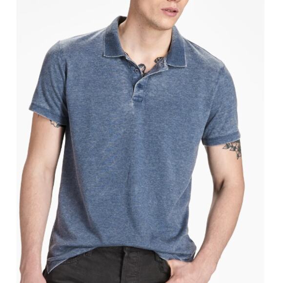 NEW LUCKY BRAND Men's Blue Venice Burnout Polo Shirt Size 2XL - Picture 3 of 7